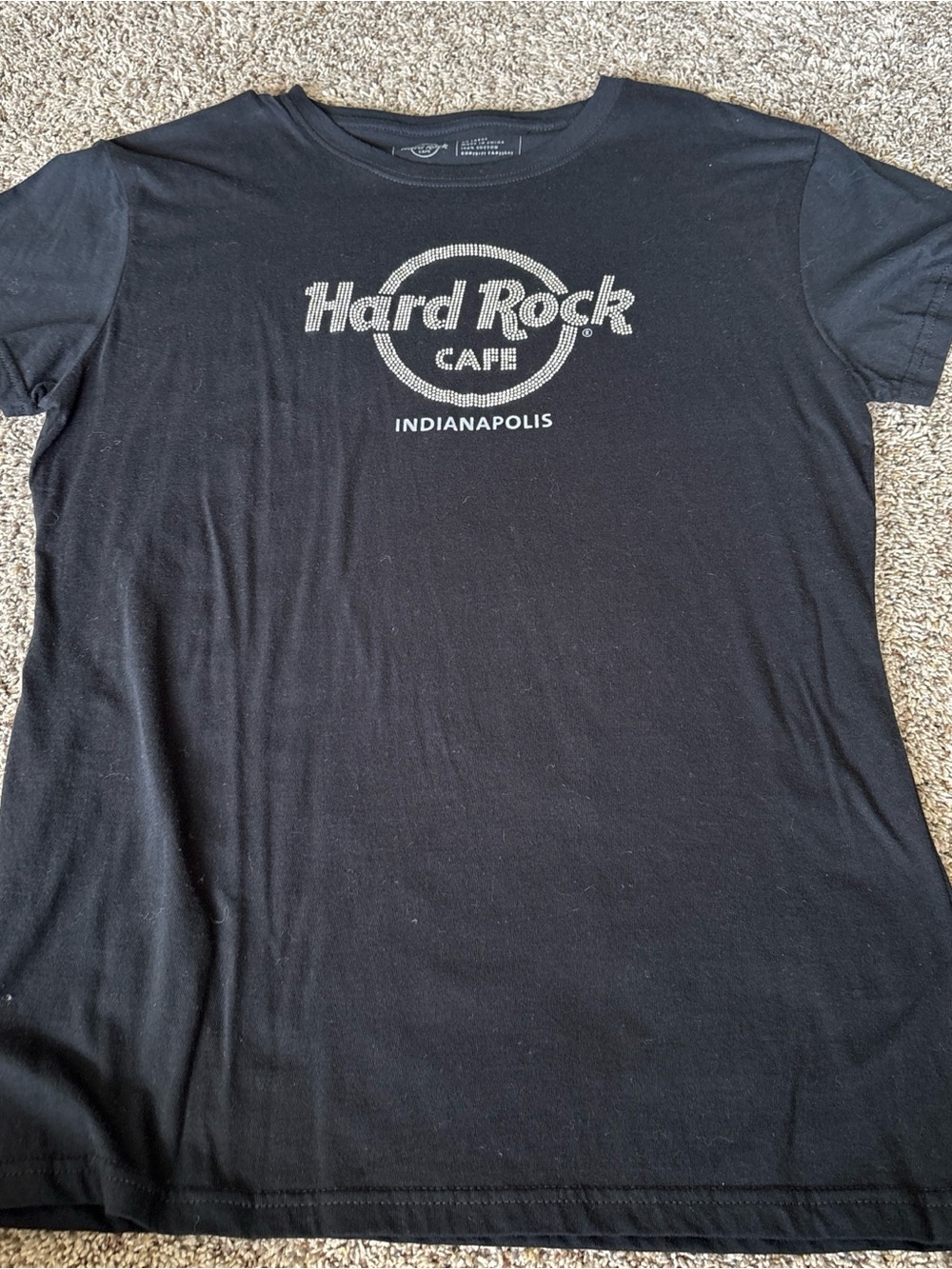 Hard Rock Cafe Black and White Indianapolis Logo Tee